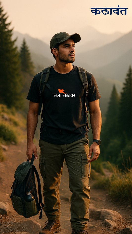 Unisex Tee / Tshirt- Hiking / चला गडावर