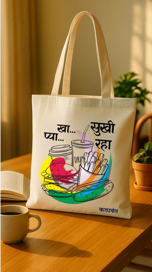 Tote Bag - खा प्या सुखी रहा